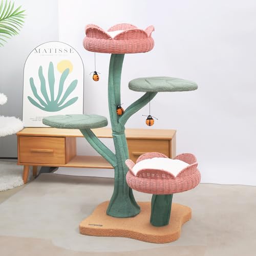 Árbol para Gatos Grande con Diseño de Tulipán Fleece 47.8 pulgadas miniatura 1