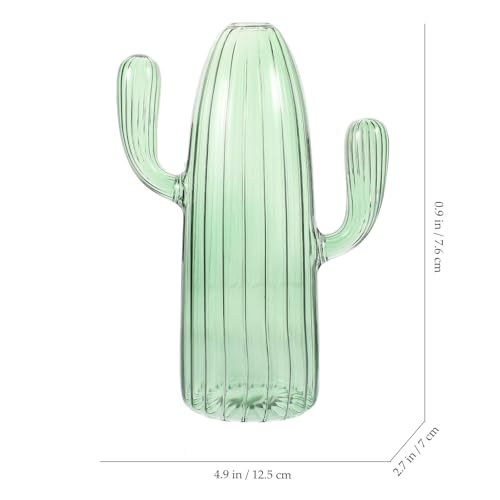 Jarrón de cactus de cristal verde Hemobllo con diseño simple artesanal 3
