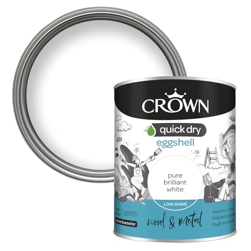 Crown WOOD & METAL Brilliant White Paint Eggshell - Furniture & Doors 750ml