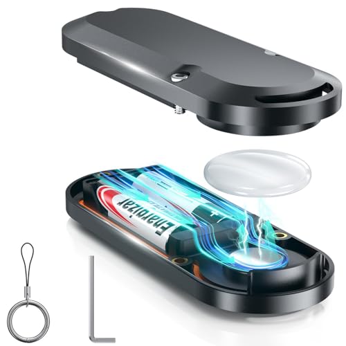 Image of ZORBES Magnetic DIY Tracker Case, Compatible with Airtag, DIY GPS Tracker Housing, Battery Operated, Waterproof Design, Modified AirTag Module Enclosure with Keyring, Double Sided Adhesive Tape