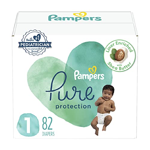 Image of Pampers Pure Protection Diapers - Size 1, 82 Count, Hypoallergenic Premium Disposable Baby Diapers