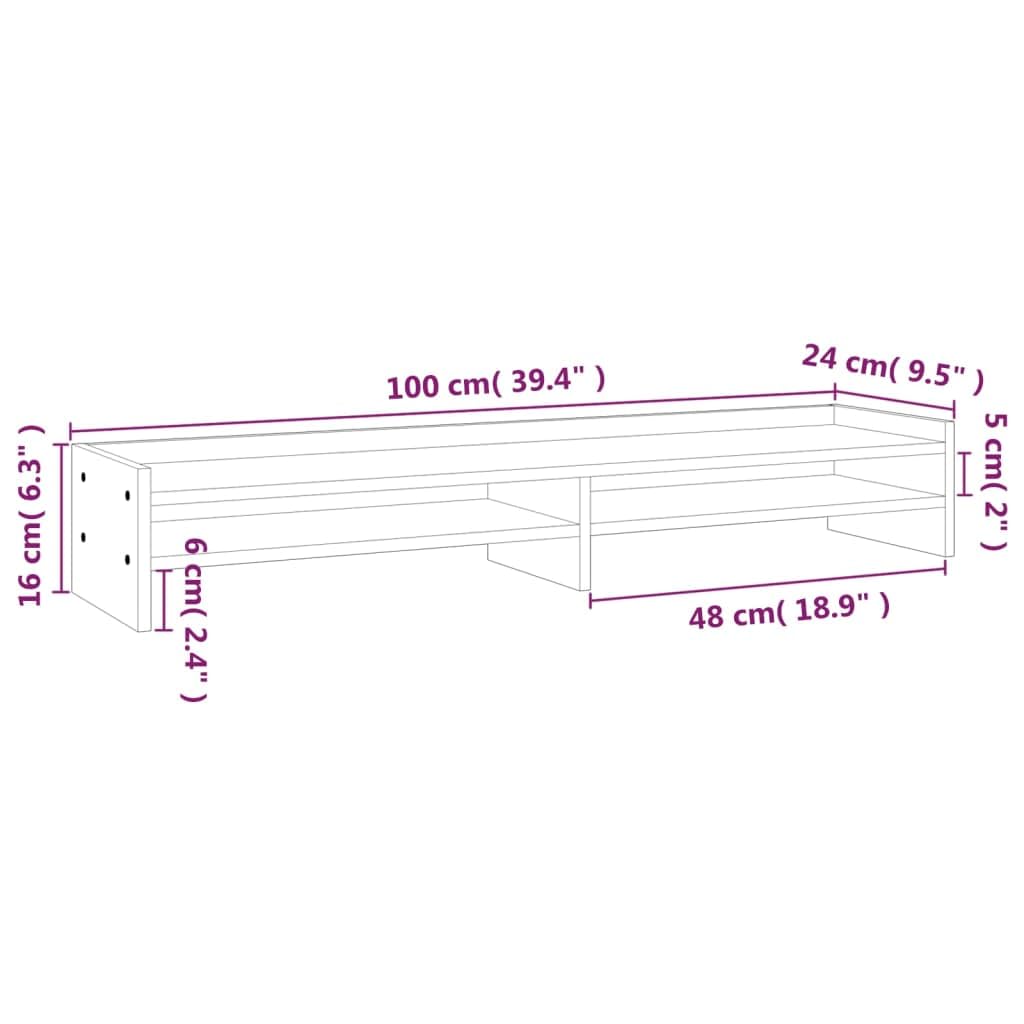 Supporto per monitor 100 x 24 x 16 cm in legno di pino solido marrone 02_0004477