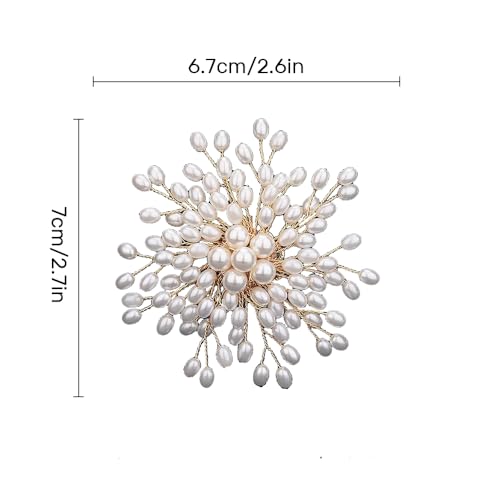 Image of Elegant Pearl Brooch Pins for Women, Brooch Lapel Pin Scarf Shawl Costume Pin Hat Bag Suit Dress Accessories CZ Pearl Brooches and Pins