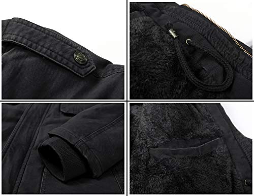 Image of Men's Winter Thicken Coat Casual Military Parka Jacket with Removable Hood