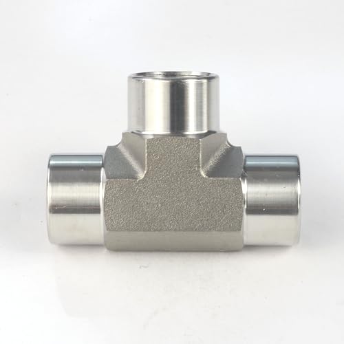 Image of HFS(R) 1 /2 inch NPT Female 3 Way Tee, 304 Stainless Steel Forged Pipe Fitting Street Tee (1 /2 inch FNPT)
