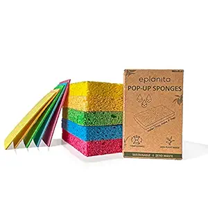 EPLANITA Pop-Up Sponges (10 Pack) Natural Cellulose, Compostable, Scratch-Free Cleaning for Kitchen & Bathroom, Washing Up, Eco Scrub, DIY Crafts