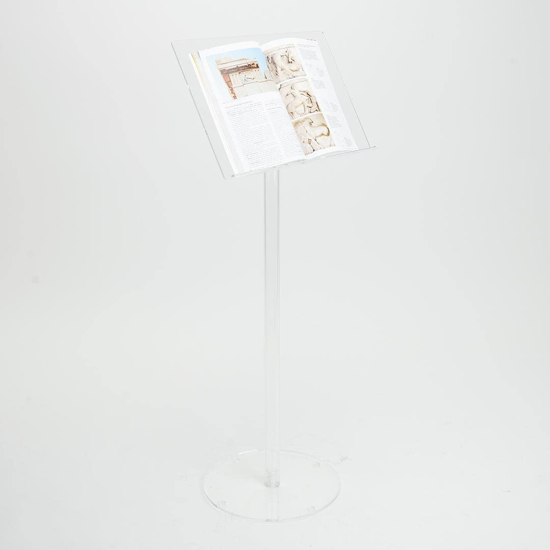 Danieli | Espositore Pubblicitario da Terra a Leggio con Reggilibro Formato A3 Orizzontale Aperto. Espositore Completamente in Acrilico Trasparente per Brochure, Depliant, Cataloghi e Menu
