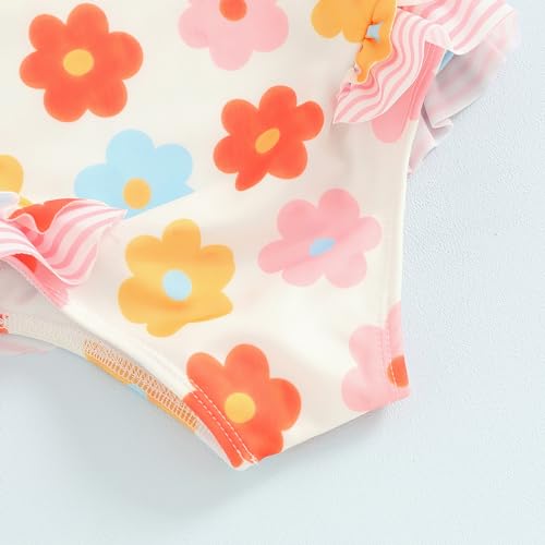 Image of Toddler Kids Girl One Piece Swimsuit Floral Sleeveless Backless Swimwear Bowknot Ruffled Bathing Suit Beachwear