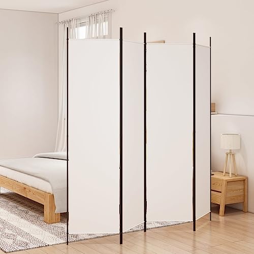 Divisorio a 4 Pannelli Bianco 200x200 cm, Paravento da Interno in Tessuto, Separé Paravento, Separè (3,77 kg)