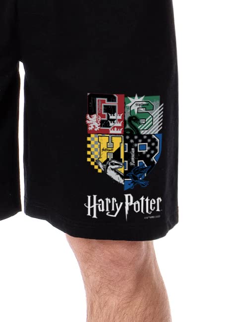 Harry Potter Mens' Wizarding World Hogwarts All Houses Crest Sleep Pajama Shorts2