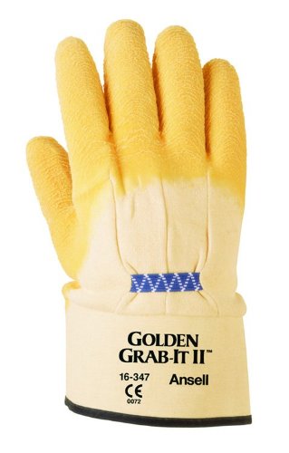 Ansell Golden Grab-It II 16-347 Natural Rubber Latex High Temperature Glove, Palm Coated on Jersey Liner, X-Large (Pack of 72 Pairs)