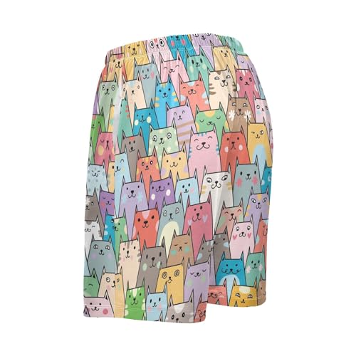 Colorful Cats Pattern Men's Pajama Pants Shorts Sleepwear Lounge Pajama Bottoms S-2XL3