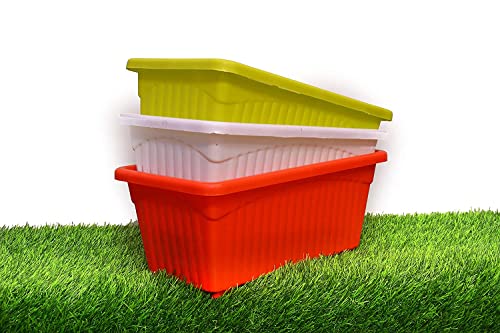 Image of Plastic Window Planters | Garden Planting Pots | Flower Plant Pots for Home Garden & Balcony | Flower Planters for Balcony and Terrace Gardens | Pack of 5 (Multicolor)