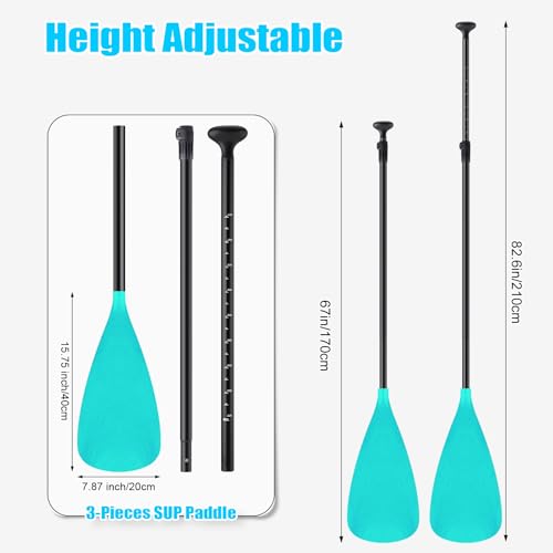 Image of Hollowfly 4 Set of 3 Pieces SUP Paddle Board Paddle Adjustable Paddleboard Lightweight Stand up Oar Aluminum Alloy Floating Replacement Oar Adjustable Aluminum Alloy Shaft for Surfing
