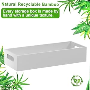 VITVITI Bamboo Toilet Paper Holder Storage, Bamboo Tray for Bathroom with Handle, Toilet Tissue Holder Organizer Basket Container for Toilet Tank/Kitchen Counter, Natural, White VITVITI Bamboo Toilet Paper Holder Storage Bamboo Tray for Bathroom with Handle Toilet Tissue Holder Organizer Basket Container for Toilet TankKitchen Counter Natural White