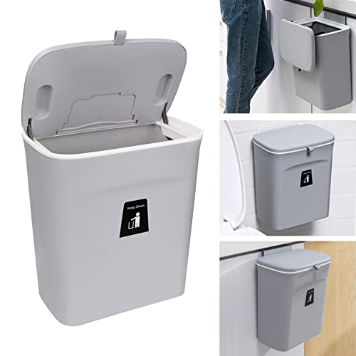 Caneca de basura colgante 2.4 galones con tapa gris