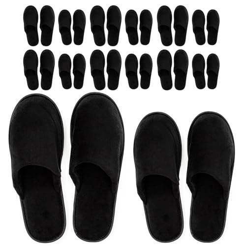 Modlux Spa Slippers - 12 Pairs of Cotton Velvet Closed Toe Hotel Slippers – Thick, Soft, Non-Slip, Disposable Slippers for Guests– 6 Medium and 6 Large - Home, Hotel, or Commercial Use