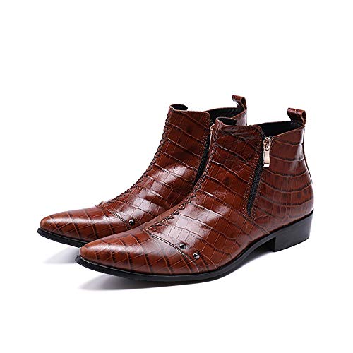 Feito à mão Botins masculinos com zíper e bico fino com decoração festa de negócios para escritório