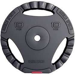 Barra Con Discos De Plastico GORILLA SPORTS® - Discos de pesas triple agarre vinilo (10 kg)