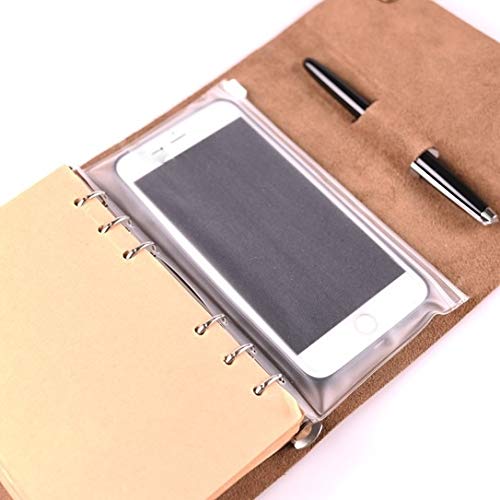 CQU A6 Funda de piel suave auténtica para diario de oficina, diario en espiral de viajeros