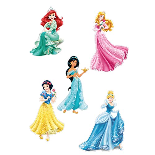 Cake Topper Picks con cartoncino sagomato 5pz personaggio a scelta per compleanno ed eventi di ogni genere elementi decorativi decorazioni per dolci (Principesse)
