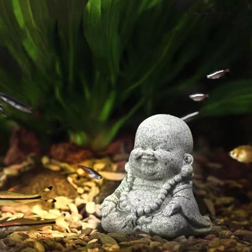 Image of livelyfish Buddha Fish Tank Decor Asian Stone Buddha Figurines for Aquarium Zen Garden Fish Tank Statue Decorations Mini Stone Buddha Zen Garden Sculptures Decor,Gift, G