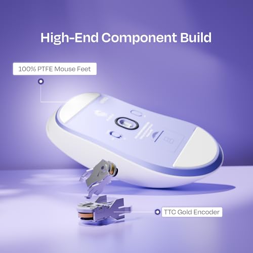 Image of Kreo Anzu 52g Ultralight Ergonomic Wireless Gaming Mouse for PC, Rechargeable Mouse Wireless with 50+Hours Battery Life, High End 80M Huano Switches, 12000DPI (White)