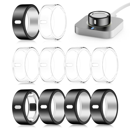 Image of Cover Compatible for Oura Ring 4 /Gen 3 Heritage /Horizon,Scratch Resistant | Charging Directly,Durable TPU Tight Elastic Ring Finger Sleeve for Workout Gym Sleeping Daily Women Men-10 Packs-Size 10