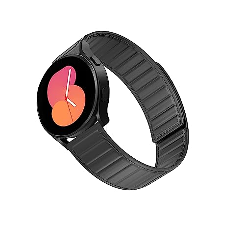 Image of LKEITY Magnetic Leather Bands for Samsung Galaxy Watch 6 5 /4(40mm 44mm),Watch 6 Classic (43mm /47mm) Watch 5 Pro 45mm,Watch 4 Classic 42mm 46mm,Active 2 Watch Band,20mm Strong Magnet Loop Wristband Men