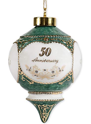 CBE Happy 50th Wedding Anniversary Jewel Victorian 4.5 Inch Ball Hanging Ornament