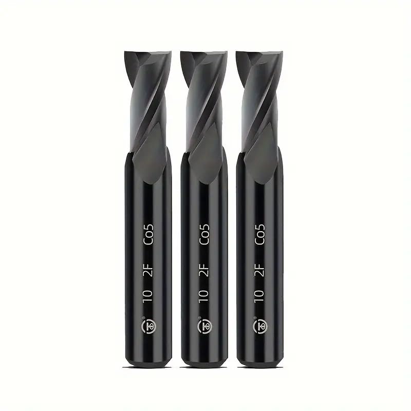 Durable Double-Edged Milling Cutter Combination - Black-Coated Carbide - Suitable for Steel, Forged Steel, Hardened Steel, Copper, Alloys and Materials (3PCS 10*10*22*72-2F)
