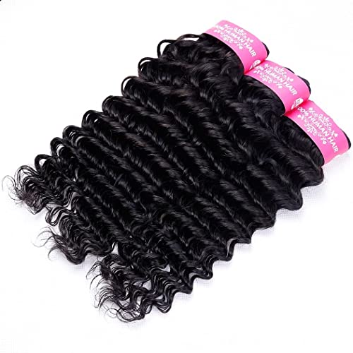 Sexycat Deep Curly Human Hair Bundles 8 8 8 Inch 100% Unprocessed Brazilian Virgin Hair Extensions Water Wave Weave Bundles Human Hair Natural Color - Image 2
