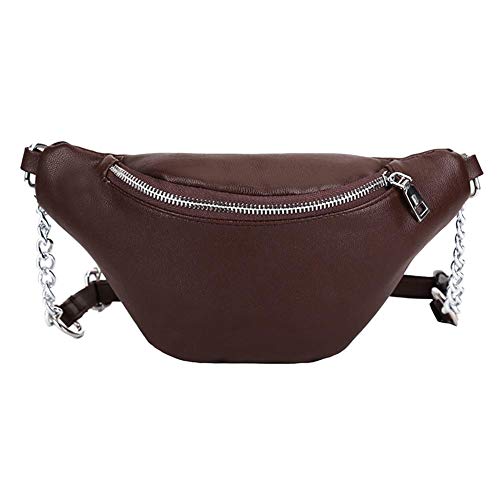 Riñonera Mujer Negra, Everpert Cintura Mujeres Cremallera Hombro Cinturón Crossbody Bolso (Marrón)
