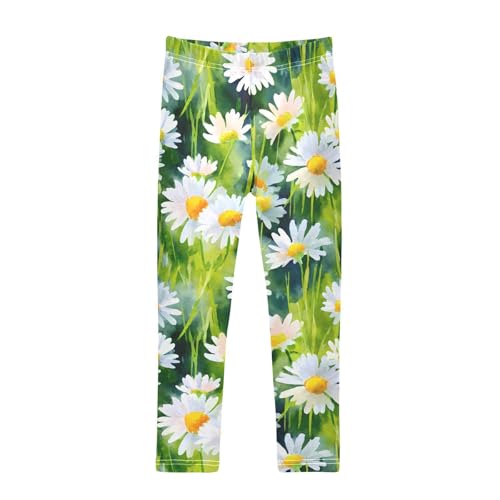 Daisy Painting Girls Leggings Soft Stretch Workout Yoga Dance Pants for Kids Casual Tights