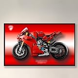 WETCEAOM Display Wallboard for Lego Technic Ducati Panigale V4 S Motorcycle 42202, Compatible with Lego Car Display Frame, Gift Ideas for Lego Car Wall Mount Display Lovers,(No Model) (Red)