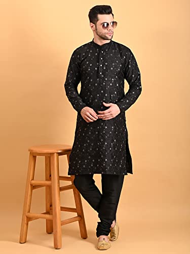 Image of Uri and MacKenzie Embroidery Silk Men's Kurta Pyjama Set