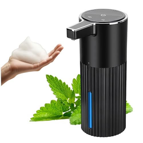 Automatic Soap Dispenser 14oz / 400ml – Touchless Foaming Hand Soap Pump with Smart Sensor, USB Rechargeable, No-Drip Waterproof for Bathroom & Kitchen (Black)