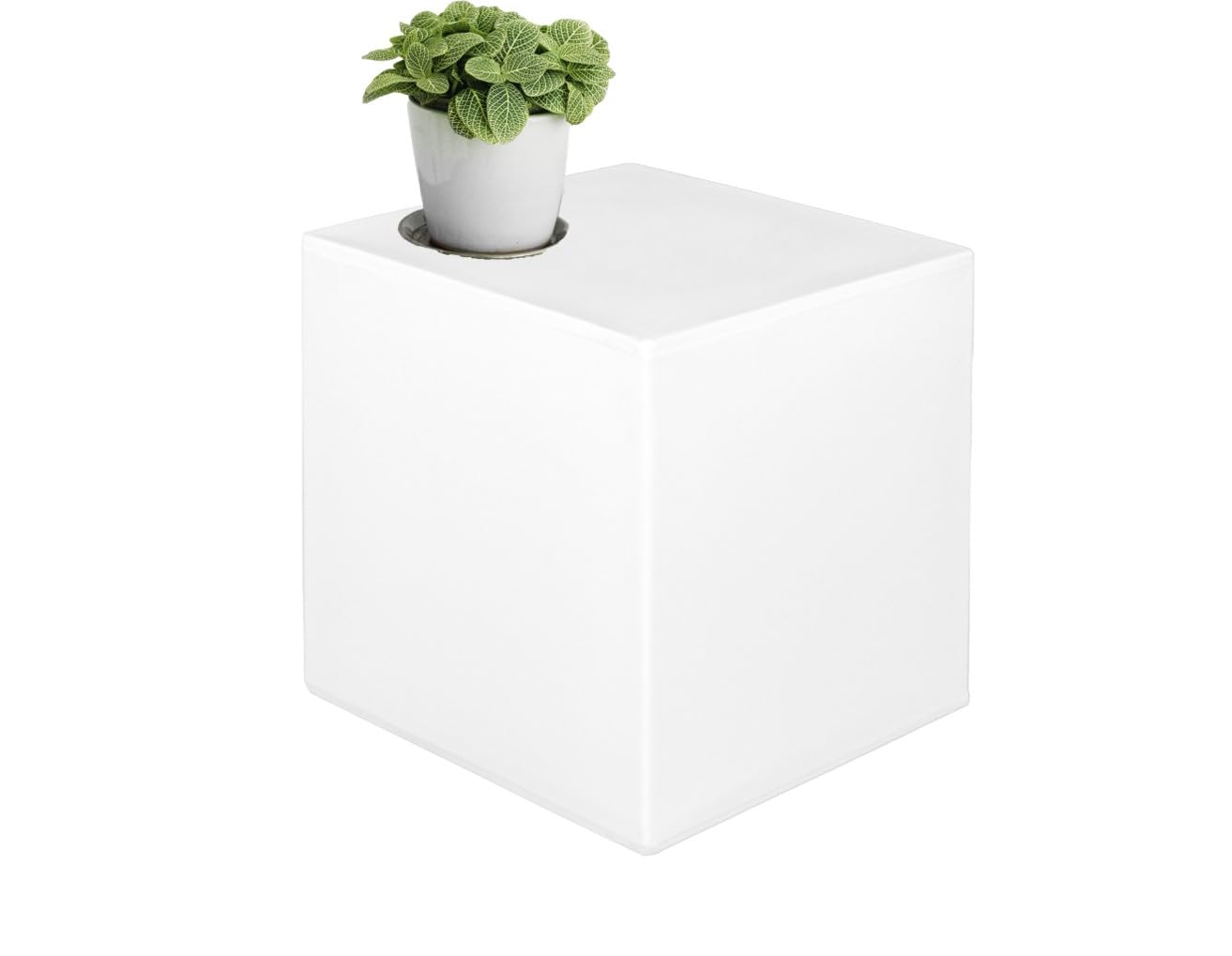 Kloris Cubo Sgabello tavolino quadrato cm 45x45x45 BIANCO polietilene per giardino e interni