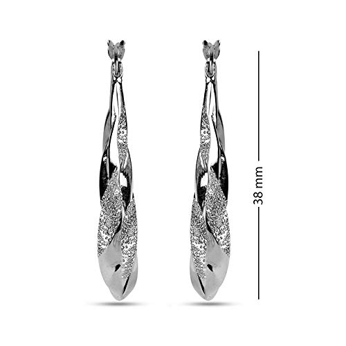 Lecalla Sterling Silver Jewelry Matte-Finish Oval Hoop Earring For Women #TOP3