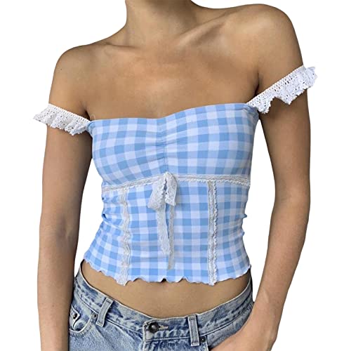 Women Y2K Plaid Cami Tank Spaghetti Strap Square Neck Camisoles