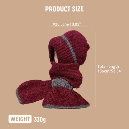 Integrated Ear Protection Windproof Cap Scarf, 2024 New Winter Versatile Knitted Hooded Scarf for Women4