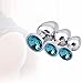 3 Pieces/Plug Bütt Anâl Stainless Steel Crystal Base (Blue)