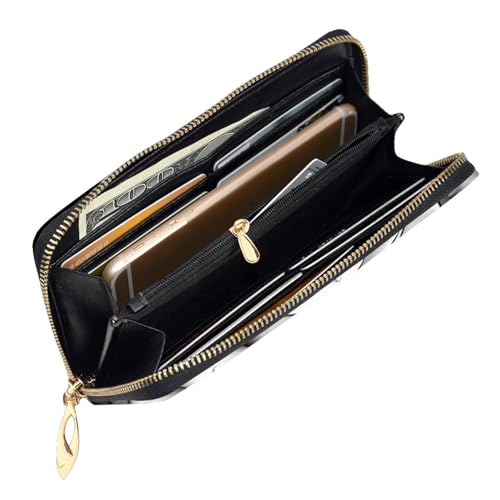 Black White Rose Women's Wallet Large Capacity Credit Card Holder Zip Phone Clutch Ladies Travel Purse4