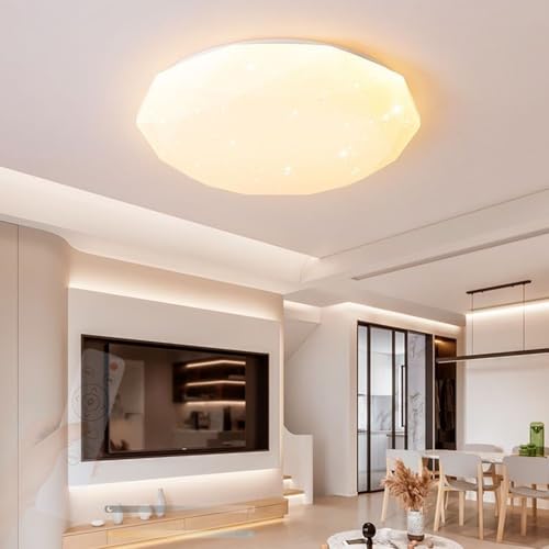Plafonnier LED moderne dimmable 48cm blanc avec télécommande pour salon