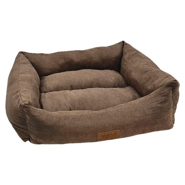 HugglePets Luxury Super Soft Stylish Dog Lounger Bed | Oatmeal | Small (60 x 50cm) — image 1