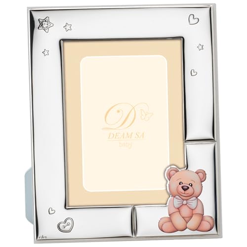 Portafotos Laminado en Plata de Ley 925‰ Infantil con diseño de Osito, fotos de 10x15 cm. (R236-3)