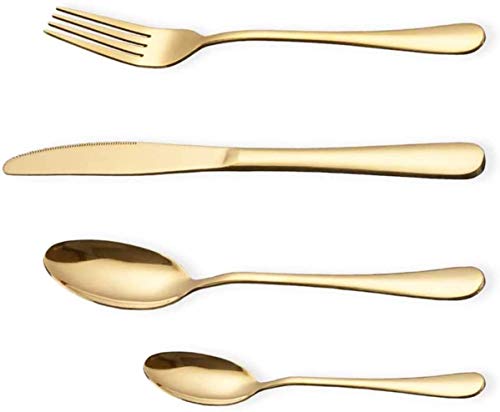 Set di posate in acciaio placcato oro, 16 pezzi