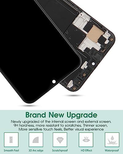 OLED For Samsung A50S Screen Replacement for Samsung Galaxy A50 LCD Display A505F/DS A505G/DS SM-A505 A505FDS Touch A505 A507 Screen SM-A507F, SM-A507FN, SM-A5070 Digitizer Assembly (Black+ Frame)