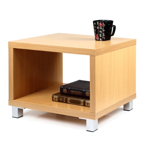 Image of Furinno Nihon 2-Tier Side Table with Storage Shelf, Light Cherry Oak