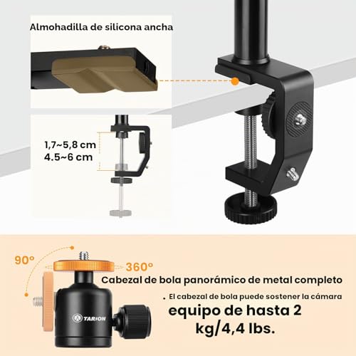 Soporte de abrazadera para escritorio ajustable: graba sin vibraciones con tu cámara 5